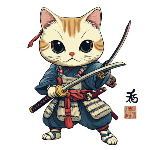 Cute Cat Samurai Vinyl Car Decal Sticker – Waterproof & UV-Resistant 8" Cute Cat Samurai Vinyl Car Decal Sticker – Waterproof & UV-Resistant 8"