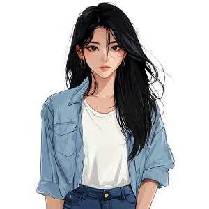 Modern Webtoon Girl Vinyl Car Decal Sticker – Waterproof & UV-Resistant 8"