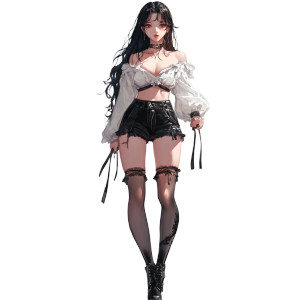 Anime Woman Outfit V3 Vinyl Car Decal Sticker – Waterproof & UV-Resistant 8"