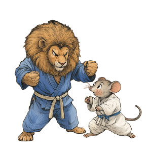 Lion Vs Mouse Judo Vinyl Car Decal Sticker – Waterproof & UV-Resistant 8"