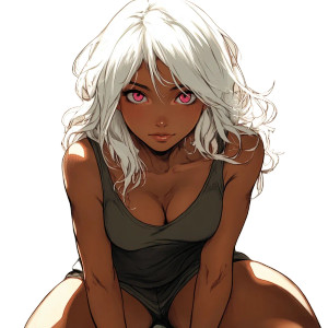 White-Haired Webtoon Girl Vinyl Car Decal Sticker – Waterproof & UV-Resistant 8"