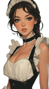 French Maid Art Vinyl Car Decal Sticker – Waterproof & UV-Resistant 8"