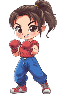 Chibi Kickboxing Girl Vinyl Car Decal Sticker – Waterproof & UV-Resistant 8"