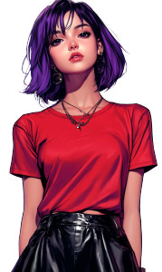 Purple-Haired Comic Girl Vinyl Car Decal Sticker – Waterproof & UV-Resistant 8"