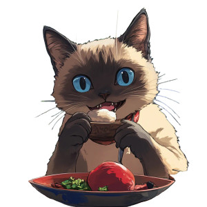 Balinese Cat Eating Vinyl Car Decal Sticker – Waterproof & UV-Resistant 8" Balinese Cat Eating Vinyl Car Decal Sticker – Waterproof & UV-Resistant 8"