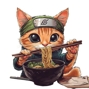 Cat Eating Ramen Vinyl Car Decal Sticker – Waterproof & UV-Resistant 8" Cat Eating Ramen Vinyl Car Decal Sticker – Waterproof & UV-Resistant 8"