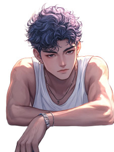 Purple-Haired Man Vinyl Car Decal Sticker – Waterproof & UV-Resistant 8"