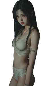 Fearful Japanese Woman Vinyl Car Decal Sticker – Waterproof & UV-Resistant 8"