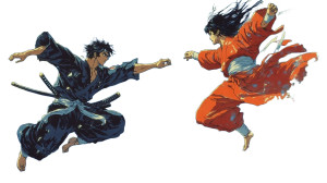 Samurai Sky Duel Vinyl Car Decal Sticker – Waterproof & UV-Resistant 8"