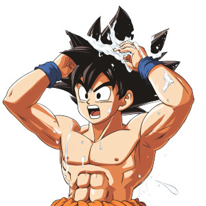 Goku Using Shampoo Vinyl Car Decal Sticker – Waterproof & UV-Resistant 8"
