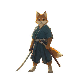 Shiba Inu Samurai Vinyl Car Decal Sticker – Waterproof & UV-Resistant 8"