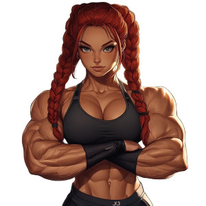 Muscular Cartoon Woman Vinyl Car Decal Sticker – Waterproof & UV-Resistant 8"