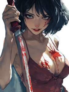 Smirking Anime Woman Vinyl Car Decal Sticker – Waterproof & UV-Resistant 8"