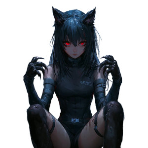 Dark Fantasy Cat Girl Vinyl Car Decal Sticker – Waterproof & UV-Resistant 8"