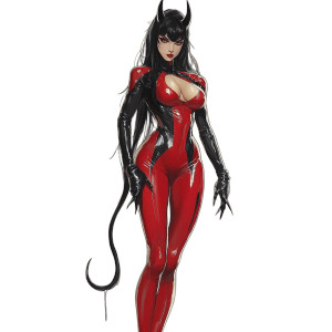 Cute Red Demon Vinyl Car Decal Sticker – Waterproof & UV-Resistant 8"