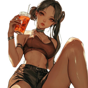 Soda Pouring Girl V2 Vinyl Car Decal Sticker – Waterproof & UV-Resistant 8"