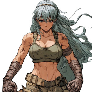 Silver-Haired Combat Girl Vinyl Car Decal Sticker – Waterproof & UV-Resistant 8"