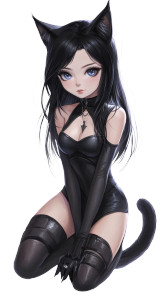 Chibi Cat-Girl Vinyl Car Decal Sticker – Waterproof & UV-Resistant 8"