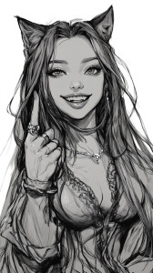 Cat-Eared Woman Rings Vinyl Car Decal Sticker – Waterproof & UV-Resistant 8"