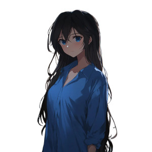 Anime Girl Blue Shirt Vinyl Car Decal Sticker – Waterproof & UV-Resistant 8"