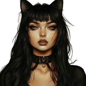 Magical Neko Woman Vinyl Car Decal Sticker – Waterproof & UV-Resistant 8"