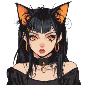 Demon Cat Girl Vinyl Car Decal Sticker – Waterproof & UV-Resistant 8"