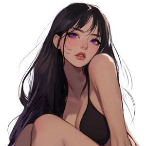 Ethereal Purple-Eyed Girl V4 Vinyl Car Decal Sticker – Waterproof & UV-Resistant 8"