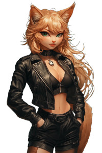 Nekogirl Leather Jacket V2 Vinyl Car Decal Sticker – Waterproof & UV-Resistant 8"