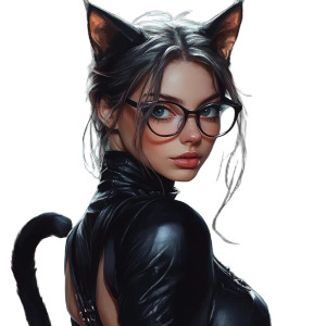 Cat-Eared Woman V2 Vinyl Car Decal Sticker – Waterproof & UV-Resistant 8"