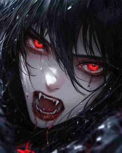 Anime Vampire Portrait Vinyl Car Decal Sticker – Waterproof & UV-Resistant 8"