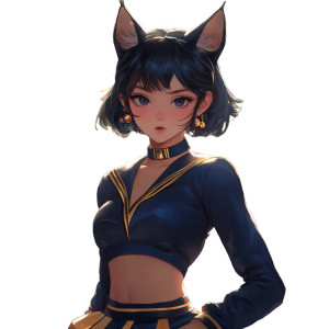 Shy Cheerleader Catgirl Vinyl Car Decal Sticker – Waterproof & UV-Resistant 8"