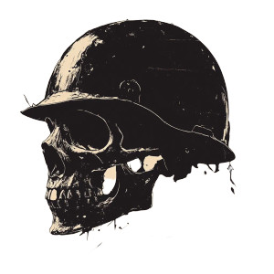 Helmeted Skull Silhouette Vinyl Car Decal Sticker – Waterproof & UV-Resistant 8"