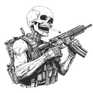 Laughing Skull Gunner Vinyl Car Decal Sticker – Waterproof & UV-Resistant 8"