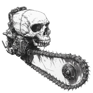 Crazy Skull Chainsaw Vinyl Car Decal Sticker – Waterproof & UV-Resistant 8"