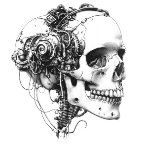 Cybernetic Skull Tattoo Vinyl Car Decal Sticker – Waterproof & UV-Resistant 8" Cybernetic Skull Tattoo Vinyl Car Decal Sticker – Waterproof & UV-Resistant 8"