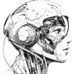 Robotic Helmet Interior Vinyl Car Decal Sticker – Waterproof & UV-Resistant 8"