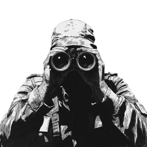 Ominous Soldier Observation Vinyl Car Decal Sticker – Waterproof & UV-Resistant 8"