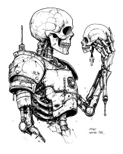 Cyborg Skeleton Art Vinyl Car Decal Sticker – Waterproof & UV-Resistant 8"