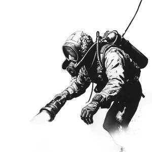 Scuba Diver Drawing Vinyl Car Decal Sticker – Waterproof & UV-Resistant 8"