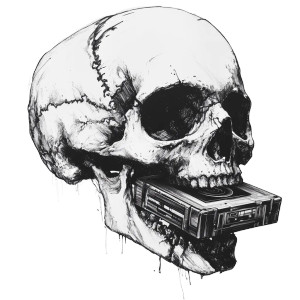 Skull With Cassette Vinyl Car Decal Sticker – Waterproof & UV-Resistant 8"