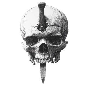 Skull With Knife Vinyl Car Decal Sticker – Waterproof & UV-Resistant 8"