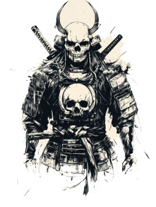 Samurai Skull Suit Vinyl Car Decal Sticker – Waterproof & UV-Resistant 8"