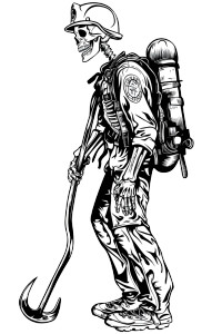 Firefighter Skeleton Vinyl Car Decal Sticker – Waterproof & UV-Resistant 8"