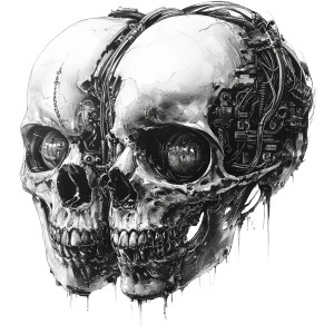 Surreal Double Skull Vinyl Car Decal Sticker – Waterproof & UV-Resistant 8"