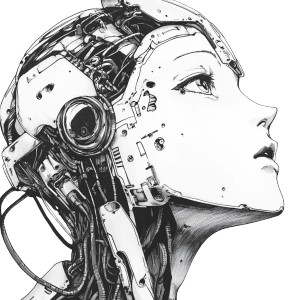 Robotic Human Face Vinyl Car Decal Sticker – Waterproof & UV-Resistant 8"