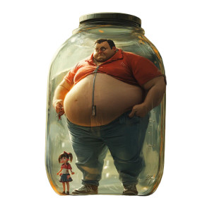 Obese Man Zipper Vinyl Car Decal Sticker – Waterproof & UV-Resistant 8"