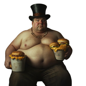 Fat Man With Cheeseburgers Vinyl Car Decal Sticker – Waterproof & UV-Resistant 8"