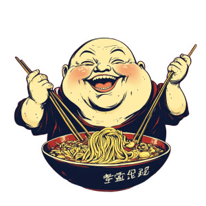 Happy Chinese Noodle Man Vinyl Car Decal Sticker – Waterproof & UV-Resistant 8"