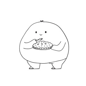 Fat Character Eating Pie Vinyl Car Decal Sticker – Waterproof & UV-Resistant 8"