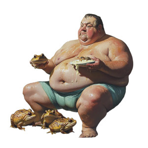 Obese Man Eating Toads Vinyl Car Decal Sticker – Waterproof & UV-Resistant 8" Obese Man Eating Toads Vinyl Car Decal Sticker – Waterproof & UV-Resistant 8"